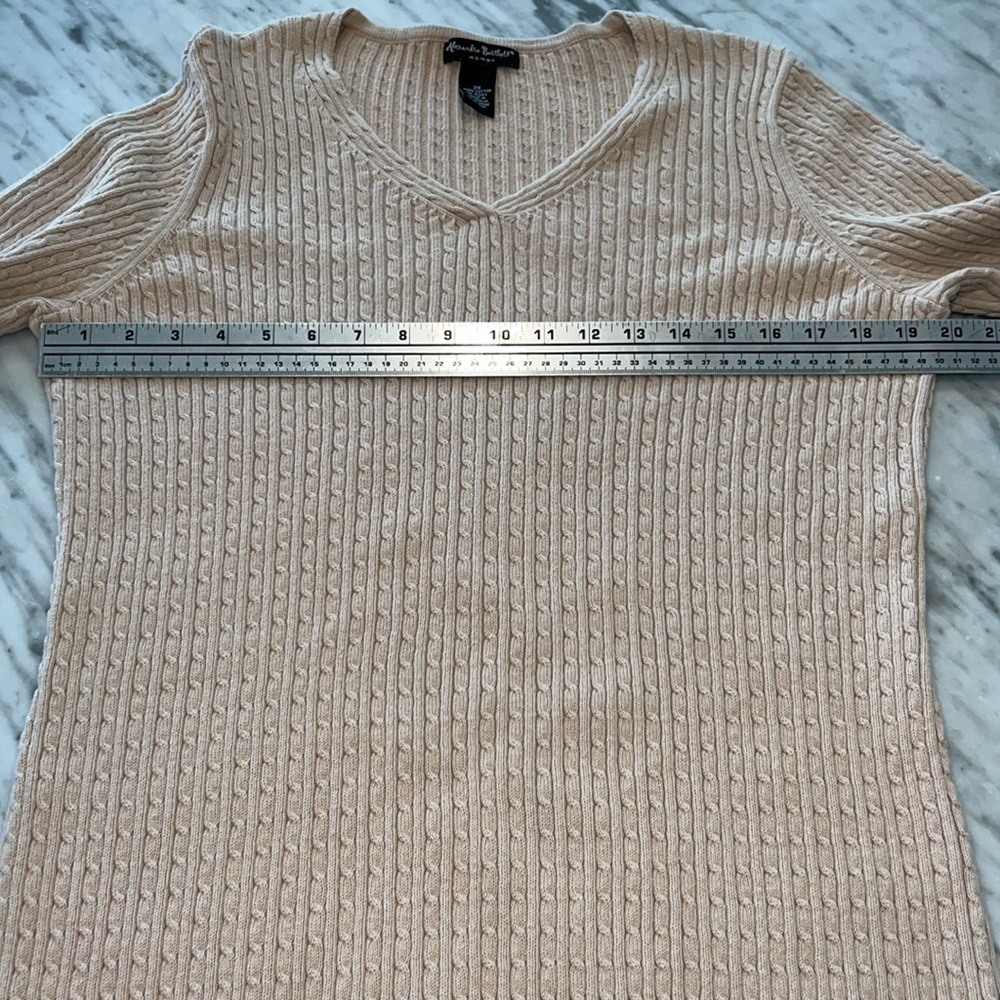ALEXANDRA BARTLETT Beige Knit Sweater, Vee Neck, Size 2X - Picture 5 of 7